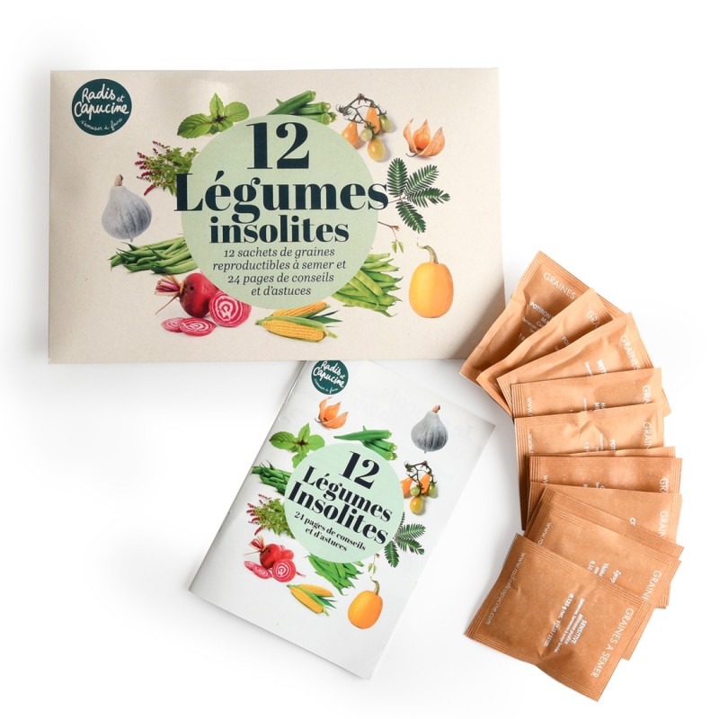 Livre 12 sachets de graines pour cultiver les légumes insolites - 36 pages