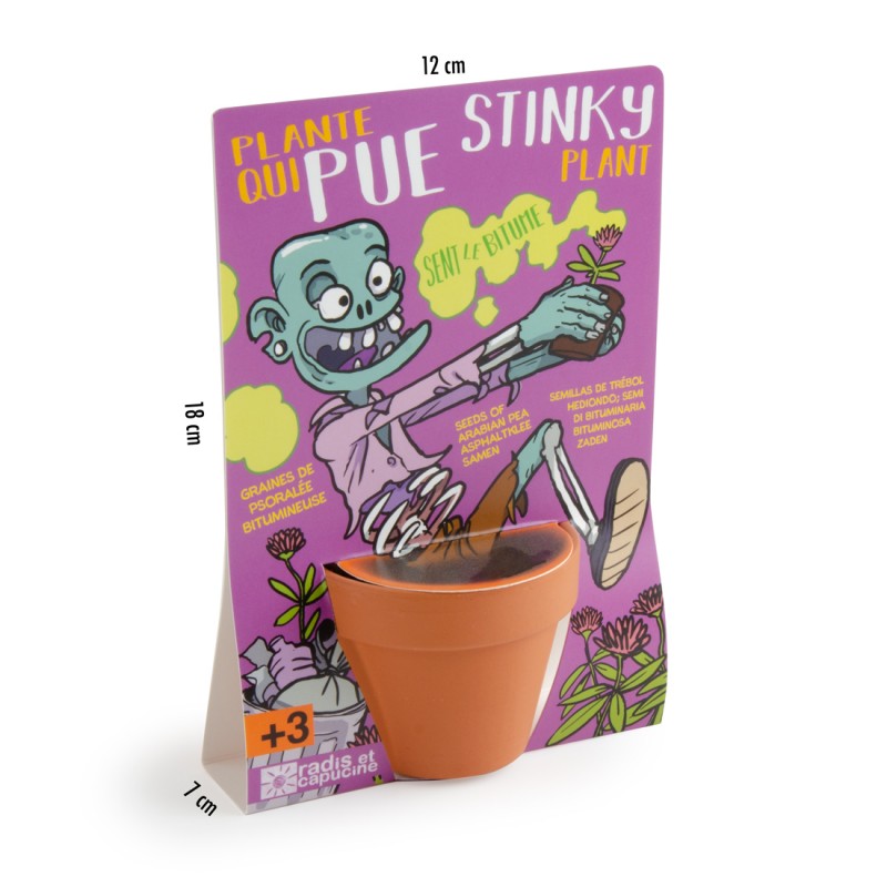 Zombie et sa plante qui pue à semer - Carte avec pot