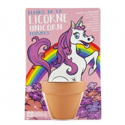 Licorne et ses fleurs à semer - Carte avec pot