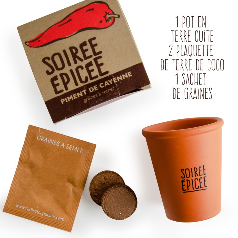 Kit de plantation message "Soirée épicée" - Piment à semer