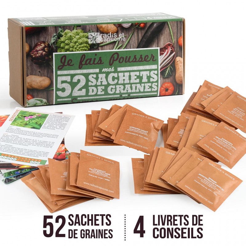 Graines potager - Coffret 52 sachets de graines