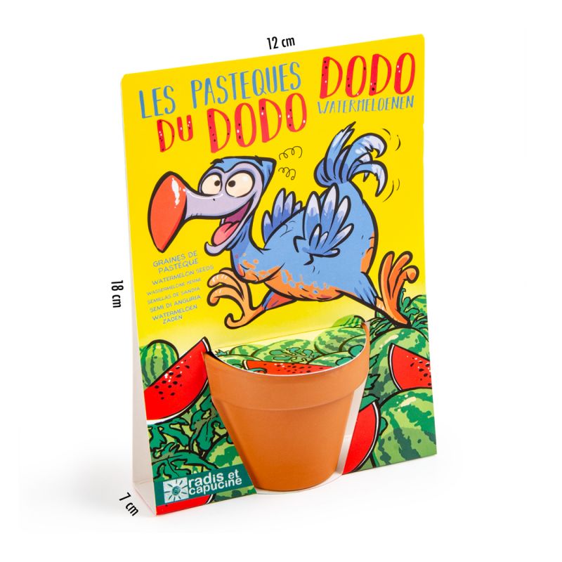 Le Dodo et sa Pastèque à semer - Carte avec pot