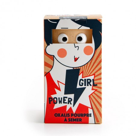 Pot de culture avec yeux "Girl power" avec oxalis violet